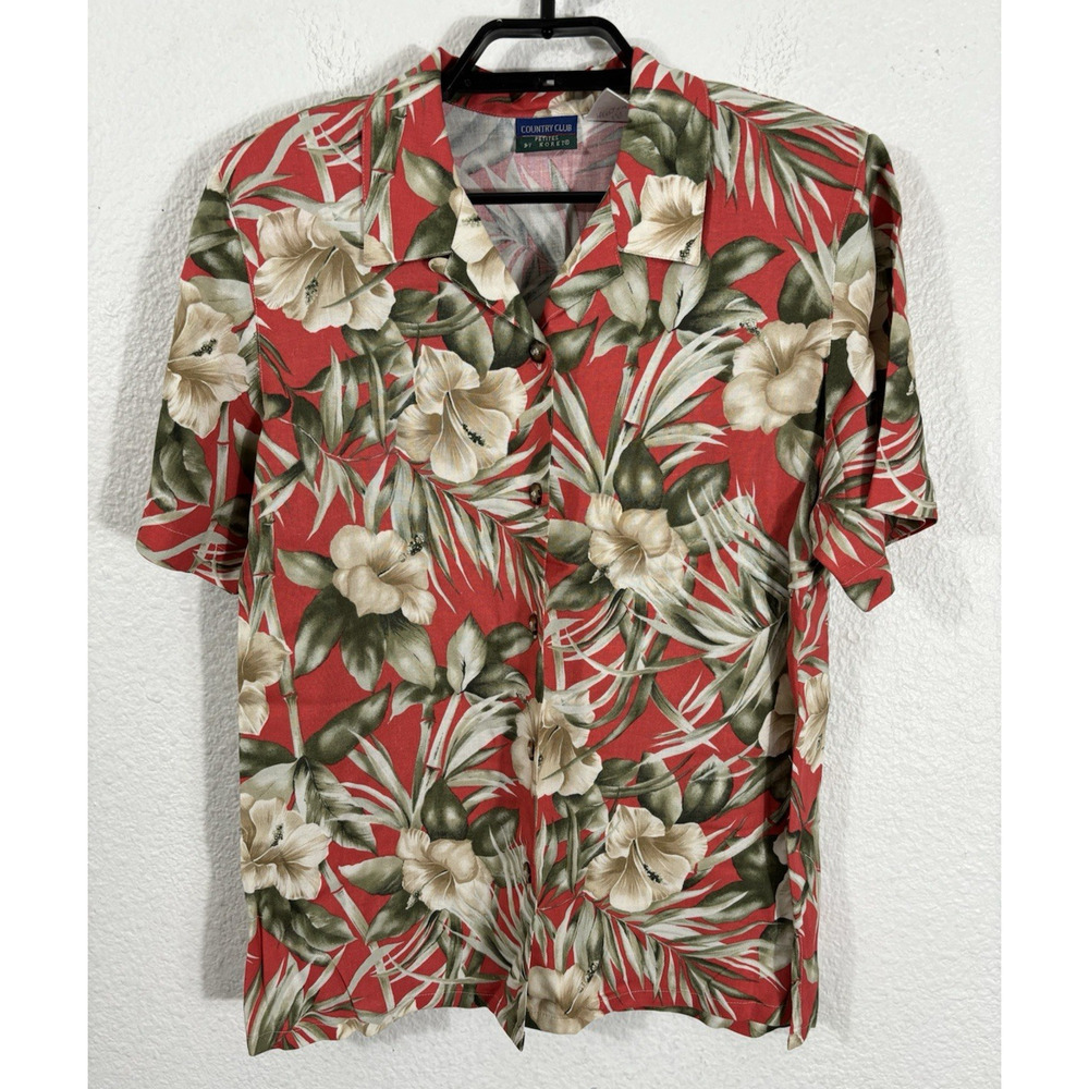 Vintage Koret Country Club Hawaiian Shirt Petite Size‎ M Multicolor Floral